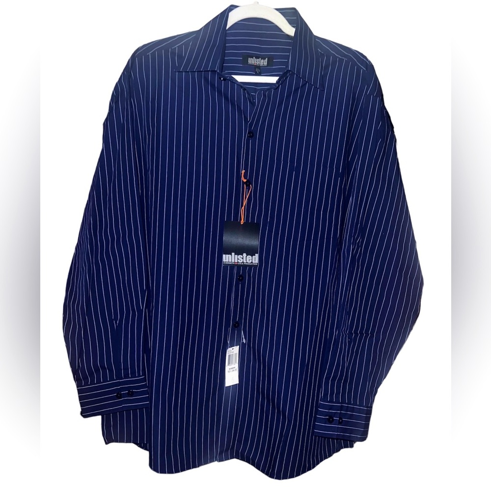 Unlisted by Kenneth Cole button down striped shirt SIZE L 16/12 34-35